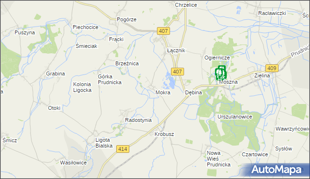 mapa Mokra gmina Biała, Mokra gmina Biała na mapie Targeo