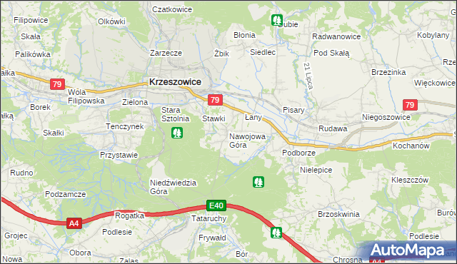 mapa Nawojowa Góra, Nawojowa Góra na mapie Targeo