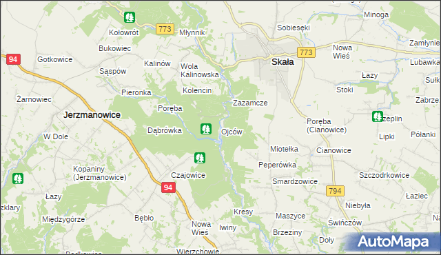 mapa Ojców, Ojców na mapie Targeo