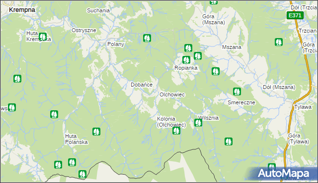 mapa Olchowiec gmina Dukla, Olchowiec gmina Dukla na mapie Targeo