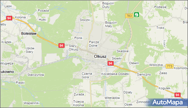 mapa Olkusz, Olkusz na mapie Targeo