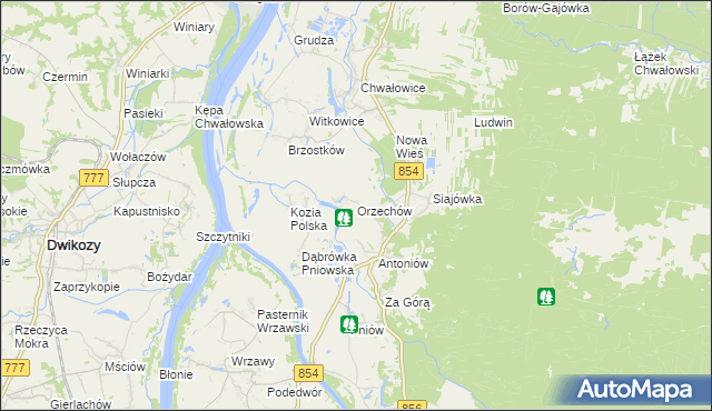 mapa Orzechów gmina Radomyśl nad Sanem, Orzechów gmina Radomyśl nad Sanem na mapie Targeo