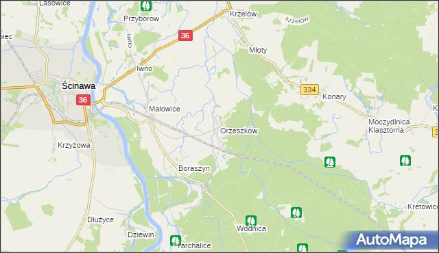mapa Orzeszków gmina Wińsko, Orzeszków gmina Wińsko na mapie Targeo