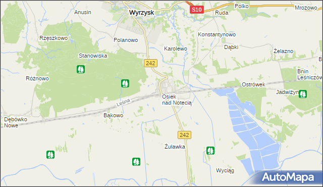 mapa Osiek nad Notecią, Osiek nad Notecią na mapie Targeo