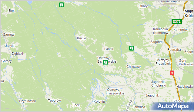 mapa Ostrowy Baranowskie, Ostrowy Baranowskie na mapie Targeo
