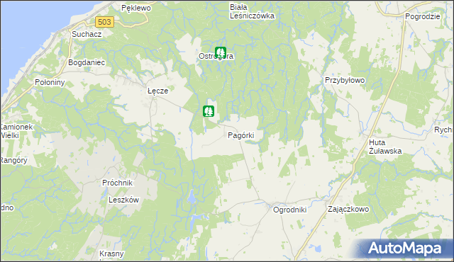 mapa Pagórki gmina Tolkmicko, Pagórki gmina Tolkmicko na mapie Targeo