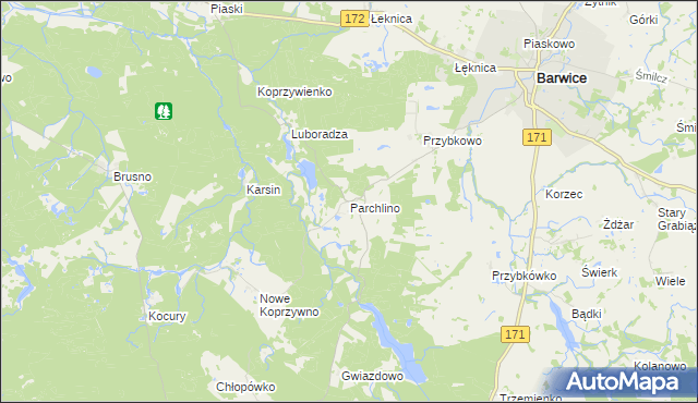 mapa Parchlino, Parchlino na mapie Targeo