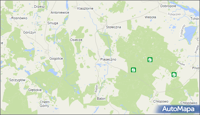 mapa Piaseczno gmina Trzcińsko-Zdrój, Piaseczno gmina Trzcińsko-Zdrój na mapie Targeo