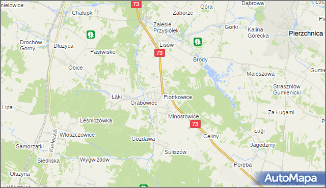 mapa Piotrkowice gmina Chmielnik, Piotrkowice gmina Chmielnik na mapie Targeo