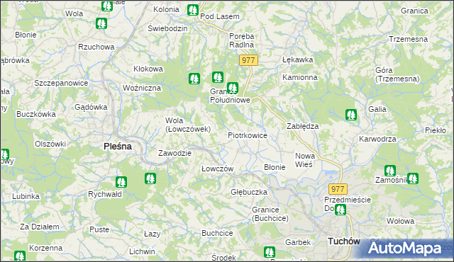 mapa Piotrkowice gmina Tuchów, Piotrkowice gmina Tuchów na mapie Targeo