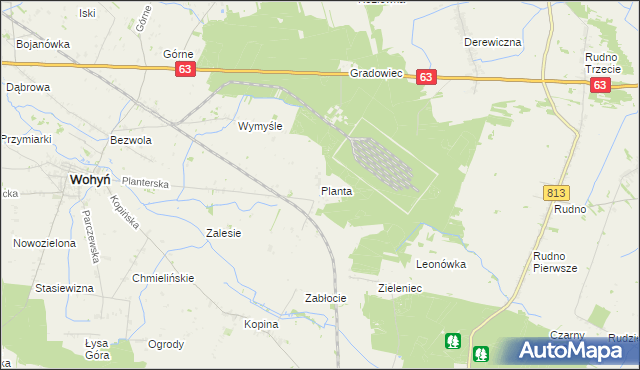 mapa Planta gmina Wohyń, Planta gmina Wohyń na mapie Targeo