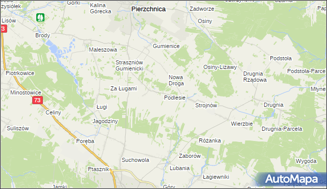 mapa Podlesie gmina Pierzchnica, Podlesie gmina Pierzchnica na mapie Targeo