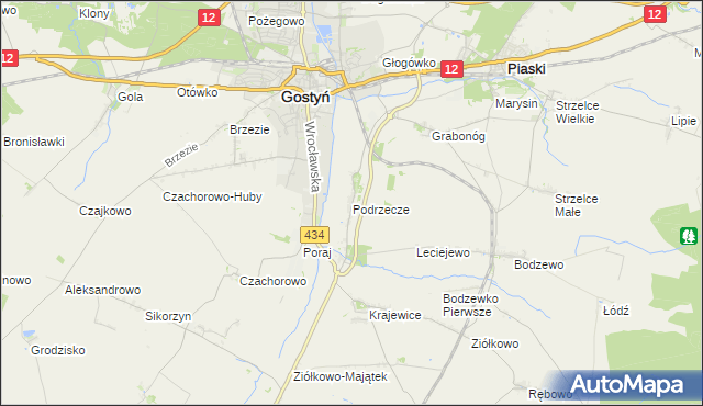 mapa Podrzecze gmina Piaski, Podrzecze gmina Piaski na mapie Targeo