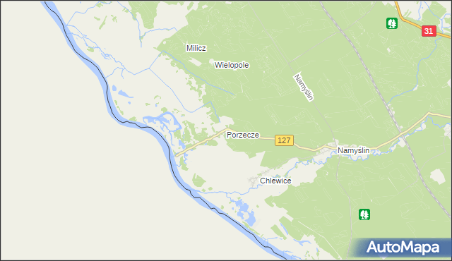 mapa Porzecze gmina Boleszkowice, Porzecze gmina Boleszkowice na mapie Targeo