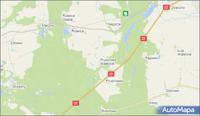 mapa Prusinowo Wałeckie, Prusinowo Wałeckie na mapie Targeo