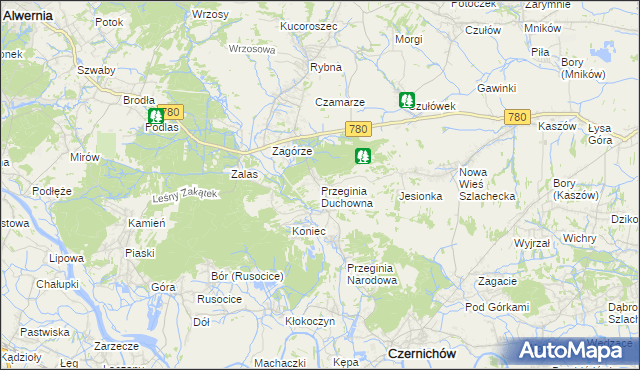 mapa Przeginia Duchowna, Przeginia Duchowna na mapie Targeo