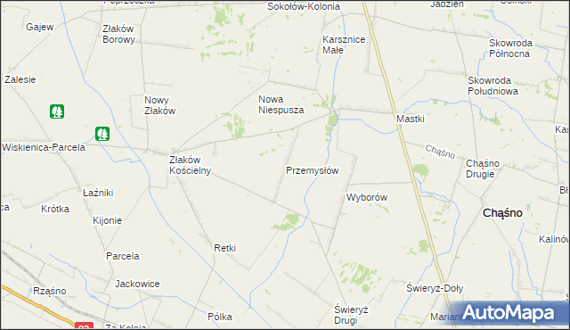 mapa Przemysłów gmina Chąśno, Przemysłów gmina Chąśno na mapie Targeo