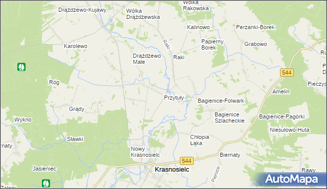 mapa Przytuły gmina Krasnosielc, Przytuły gmina Krasnosielc na mapie Targeo