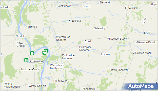 mapa Putkowice Nagórne, Putkowice Nagórne na mapie Targeo