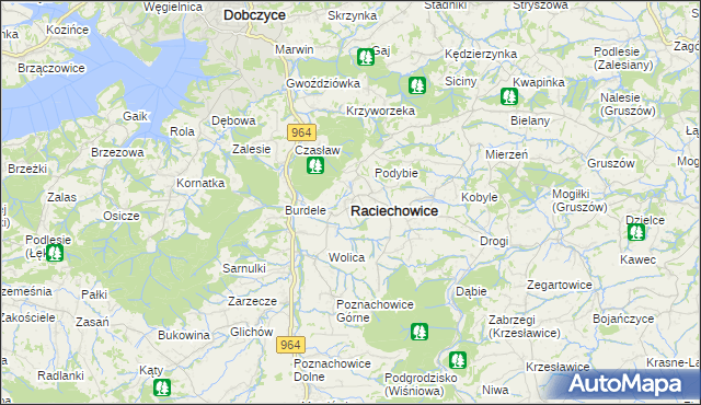 mapa Raciechowice, Raciechowice na mapie Targeo