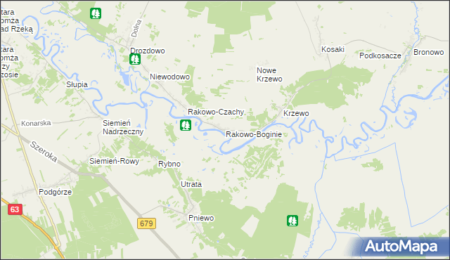 mapa Rakowo-Boginie, Rakowo-Boginie na mapie Targeo