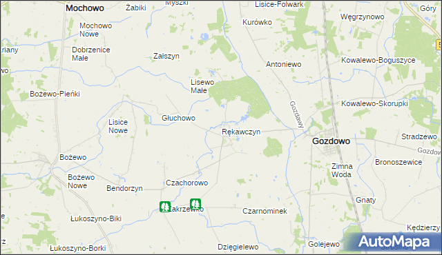 mapa Rękawczyn gmina Gozdowo, Rękawczyn gmina Gozdowo na mapie Targeo