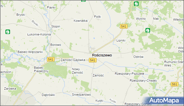 mapa Rościszewo powiat sierpecki, Rościszewo powiat sierpecki na mapie Targeo