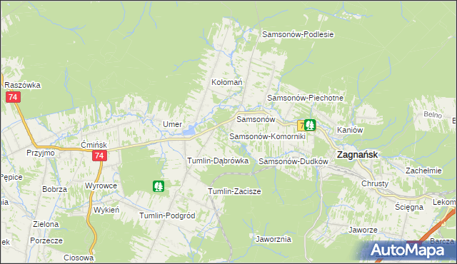 mapa Samsonów-Komorniki, Samsonów-Komorniki na mapie Targeo
