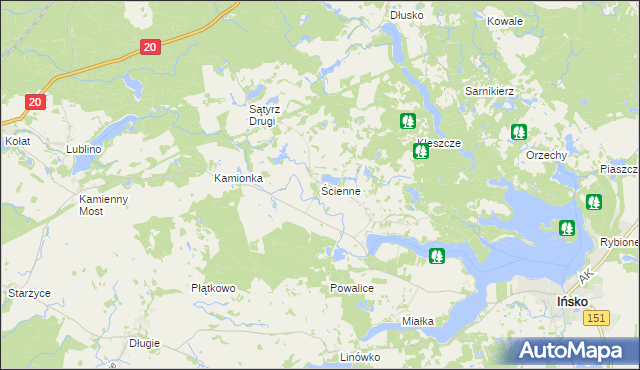 mapa Ścienne, Ścienne na mapie Targeo