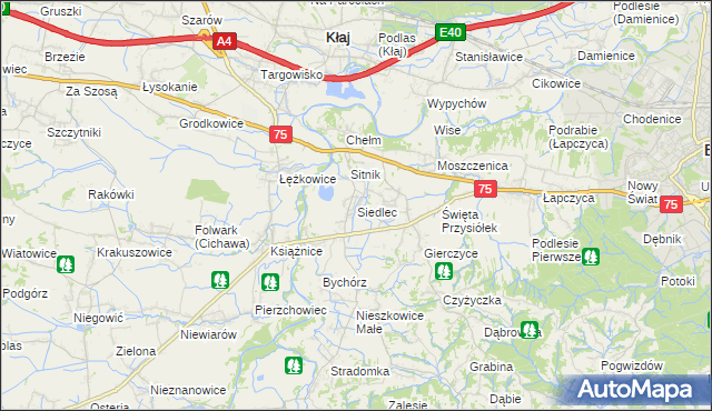 mapa Siedlec gmina Bochnia, Siedlec gmina Bochnia na mapie Targeo