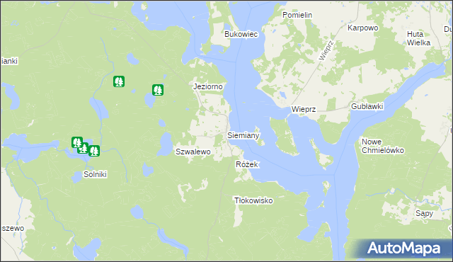 mapa Siemiany, Siemiany na mapie Targeo