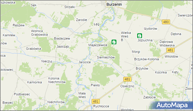 mapa Siemiechów gmina Widawa, Siemiechów gmina Widawa na mapie Targeo