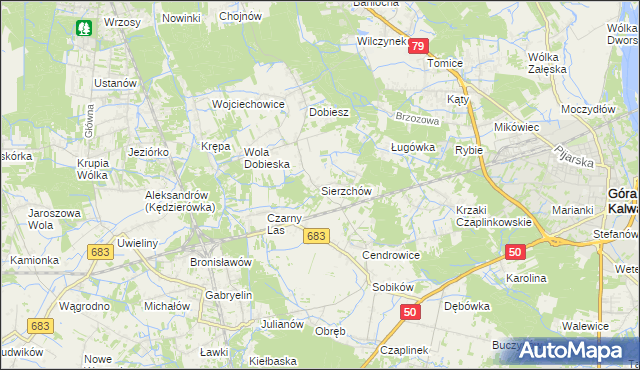 mapa Sierzchów gmina Góra Kalwaria, Sierzchów gmina Góra Kalwaria na mapie Targeo