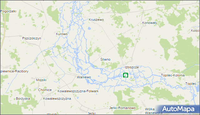 mapa Śliwno gmina Choroszcz, Śliwno gmina Choroszcz na mapie Targeo