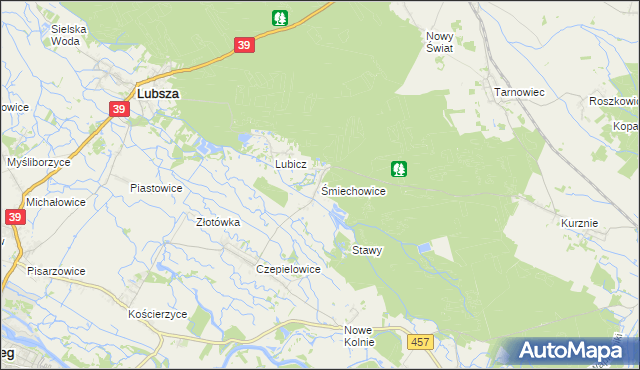 mapa Śmiechowice gmina Lubsza, Śmiechowice gmina Lubsza na mapie Targeo