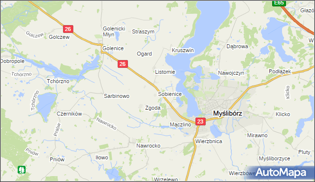 mapa Sobienice, Sobienice na mapie Targeo