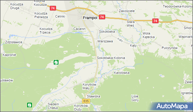 mapa Sokołówka-Kolonia, Sokołówka-Kolonia na mapie Targeo