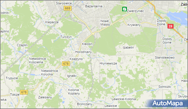 mapa Śródlesie gmina Juchnowiec Kościelny, Śródlesie gmina Juchnowiec Kościelny na mapie Targeo