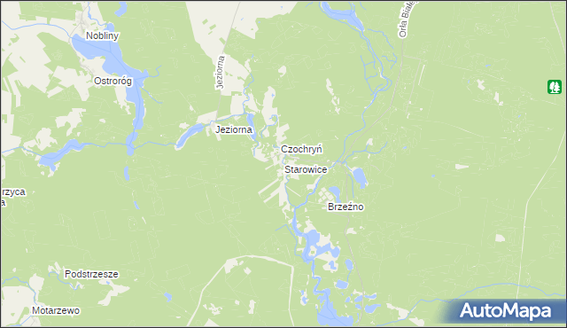 mapa Starowice gmina Borne Sulinowo, Starowice gmina Borne Sulinowo na mapie Targeo
