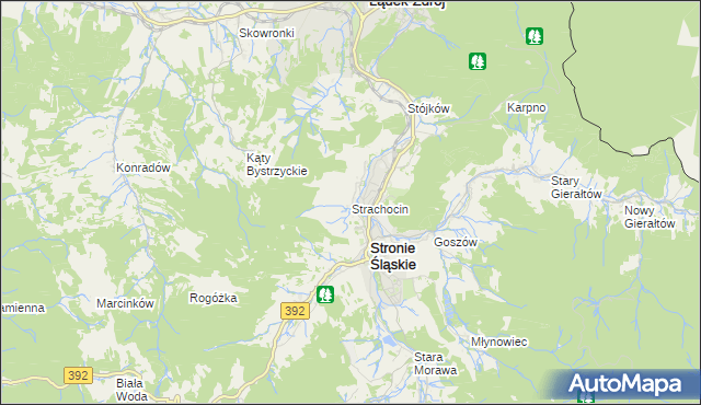 mapa Strachocin gmina Stronie Śląskie, Strachocin gmina Stronie Śląskie na mapie Targeo