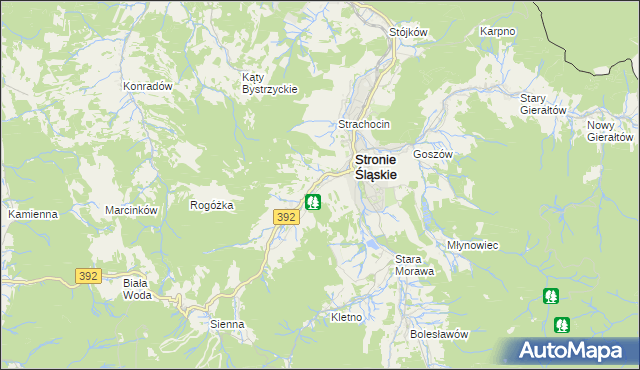 mapa Stronie Śląskie powiat kłodzki, Stronie Śląskie powiat kłodzki na mapie Targeo
