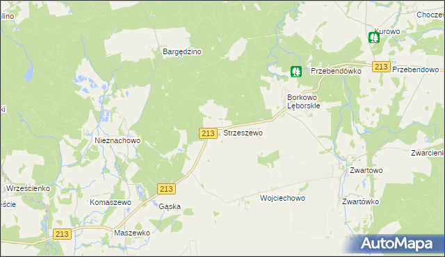 mapa Strzeszewo gmina Wicko, Strzeszewo gmina Wicko na mapie Targeo