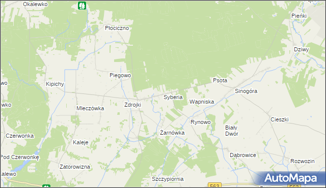 mapa Syberia gmina Lubowidz, Syberia gmina Lubowidz na mapie Targeo