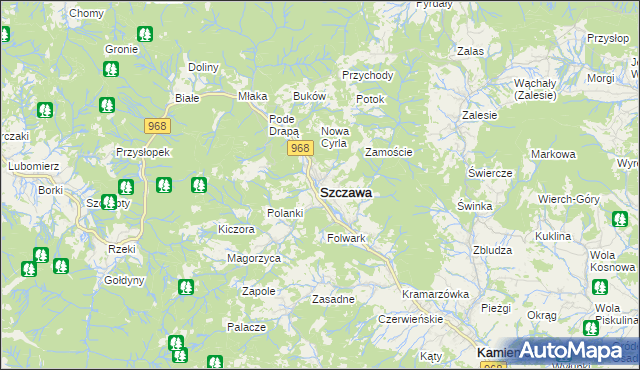 mapa Szczawa, Szczawa na mapie Targeo