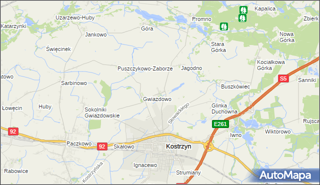 mapa Tarnowo gmina Kostrzyn, Tarnowo gmina Kostrzyn na mapie Targeo