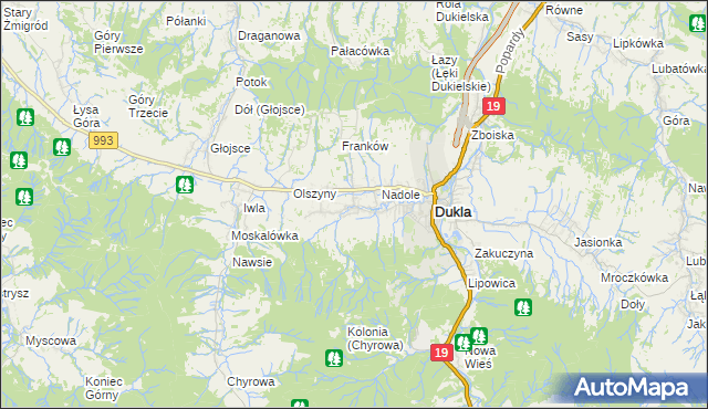 mapa Teodorówka gmina Dukla, Teodorówka gmina Dukla na mapie Targeo
