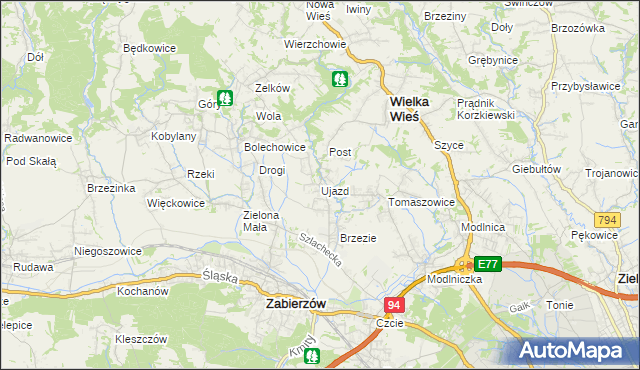 mapa Ujazd gmina Zabierzów, Ujazd gmina Zabierzów na mapie Targeo