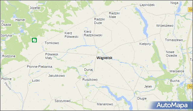 mapa Wąpielsk, Wąpielsk na mapie Targeo