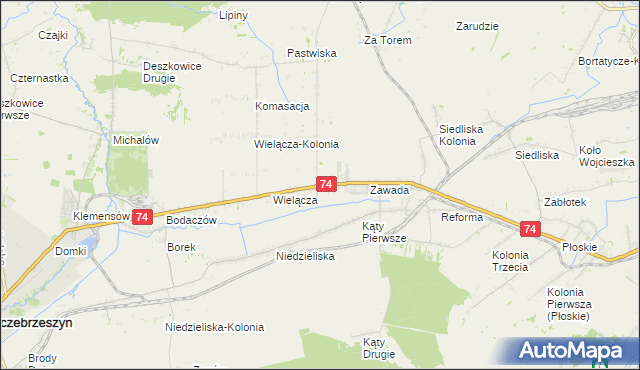 mapa Wielącza Poduchowna, Wielącza Poduchowna na mapie Targeo