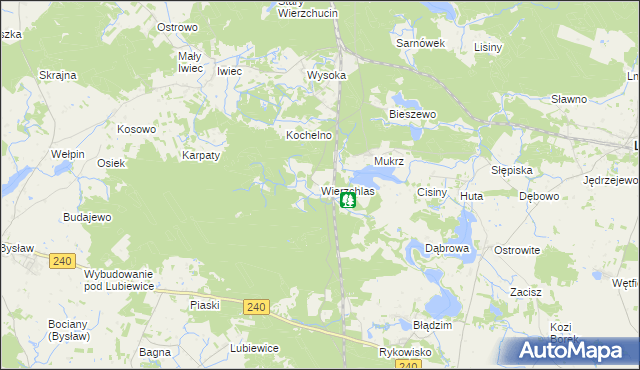 mapa Wierzchlas gmina Cekcyn, Wierzchlas gmina Cekcyn na mapie Targeo